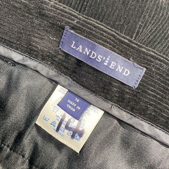 LANDS' END Black Corduroy Trouser Pants - Picture 2 of 8